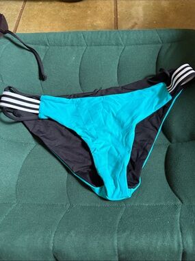 Women’s Two-Tone Teal and Black Swim Bikini Bottom l space medium